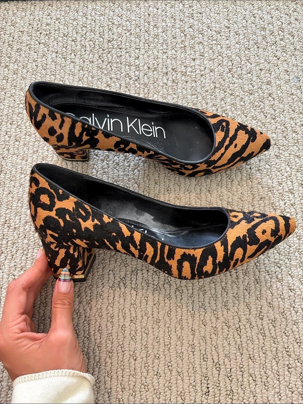 Calvin Klein Nita Pointed Toe Pump Animal Print Heels